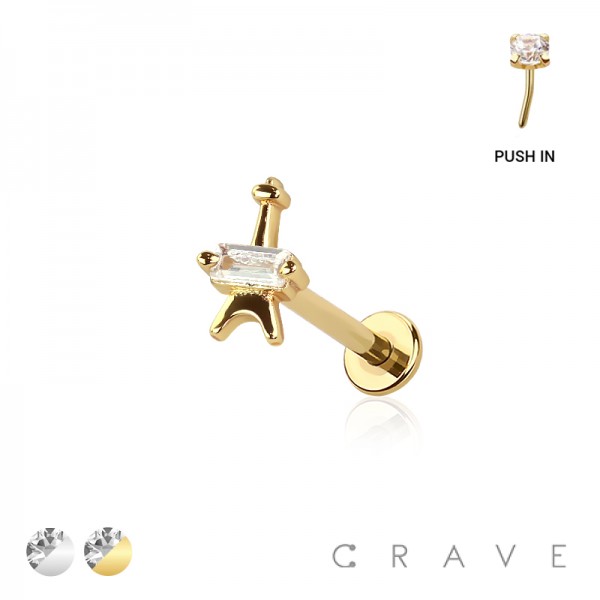 EIFFEL TOWER THREADLESS (PUSH IN) 316L SURGICAL STEEL LABRET SET EIFFEL TOWER THREADLESS (PUSH IN) 316L SURGICAL STEEL LABRET SET